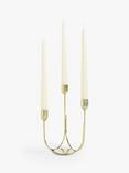 John Lewis Plain Steel Three Prong Candelabra Candle Holder, Gold