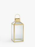 John Lewis Steel Fluted Lantern Candle Holder, Gold