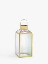 John Lewis Steel Fluted Lantern Candle Holder, Gold