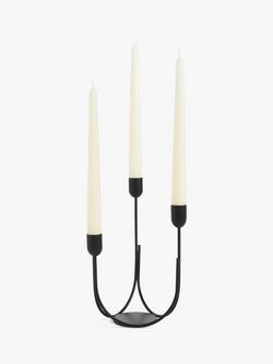 John Lewis Plain Steel Three Prong Candelabra Candle Holder - view 2, Black