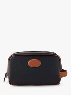 Mulberry Printed Eco Scotchgrain Flat Calf Leather Wash Bag, Black/Cognac