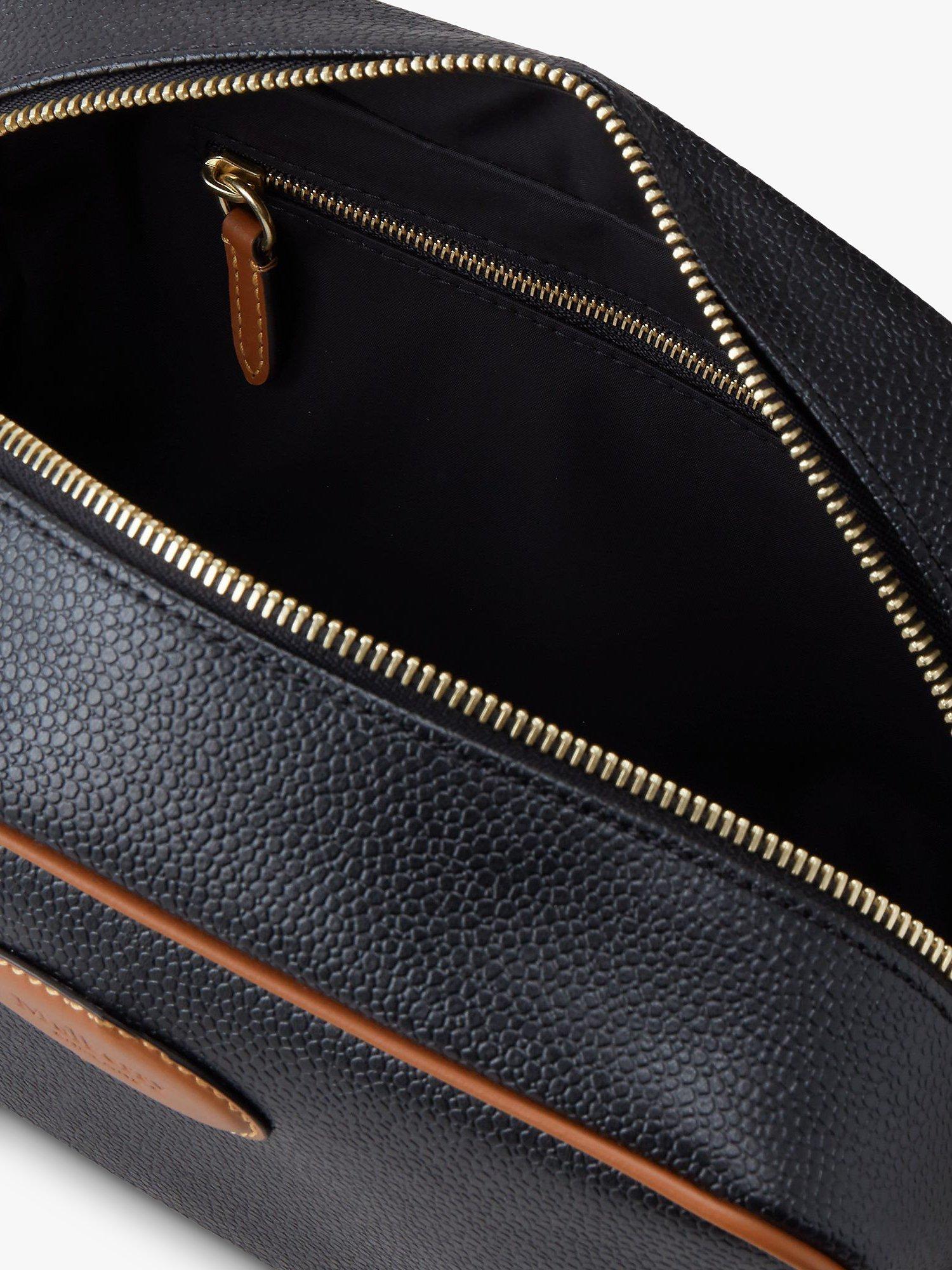 Product image 2 of 3, which shows Mulberry Printed Eco Scotchgrain Flat Calf Leather Wash Bag, Black/Cognac