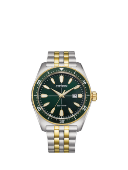 Citizen AW1594-89X Men's Eco-Drive Date Bracelet Strap Watch, Multi/Green, Multi/Green