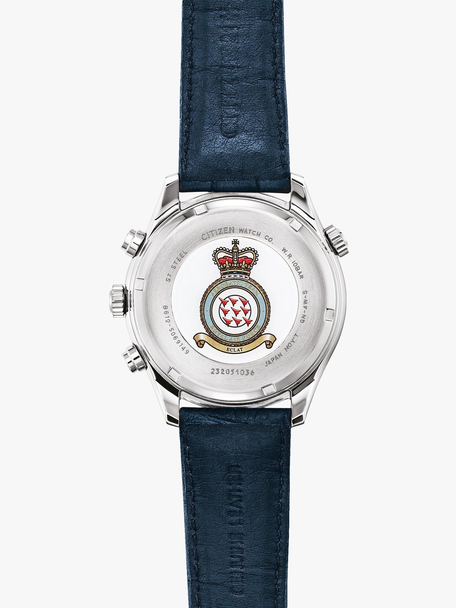 Product image 2 of 8, which shows Citizen CA0081-01L Men's Red Arrows Engineers Eco-Drive Leather Strap Watch, Blue