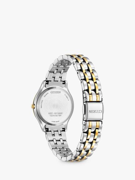 Citizen Silhouette Women's Eco-Drive Diamond Bracelet Strap Watch - view 2, Silver/Gold Em1014-50a