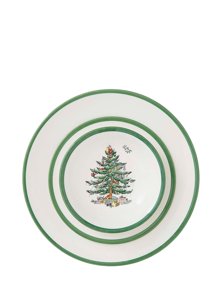 Spode Christmas Tree Stoneware Dinnerware Set, 12 Piece, White/Green - view 2, White/Green