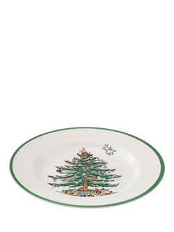 Spode Christmas Tree Stoneware Dinner Plate, 27cm, White/Green, White/Green