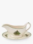 Spode Christmas Tree Stoneware Sauceboat & Serving Dish, 300ml, White/Green