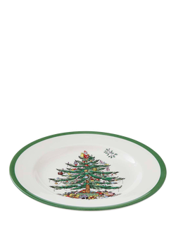 Spode Christmas Tree Stoneware Side Plate, 19cm, White/Green, White/Green
