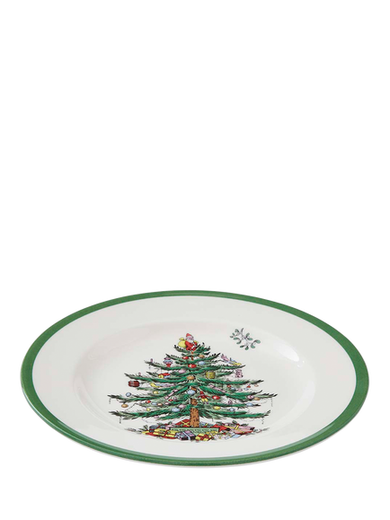 Spode Christmas Tree Stoneware Side Plate, 19cm, White/Green, White/Green