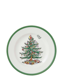Spode Christmas Tree Stoneware Side Plate, 19cm, White/Green - view 2, White/Green
