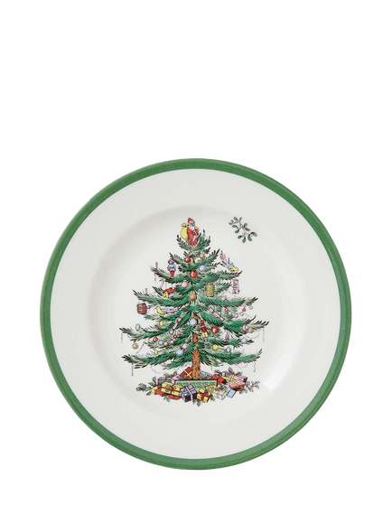 Spode Christmas Tree Stoneware Side Plate, 19cm, White/Green - view 2, White/Green