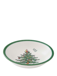 Spode Christmas Tree Stoneware Cereal Bowl, 15cm, White/Green