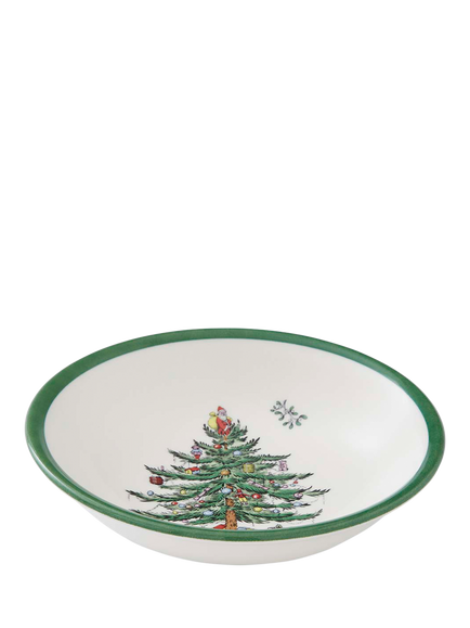 Spode Christmas Tree Stoneware Cereal Bowl, 15cm, White/Green, White/Green