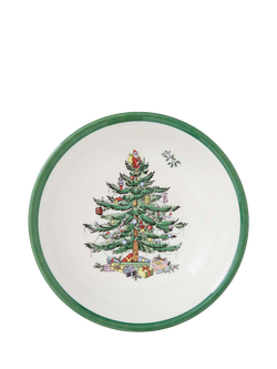 Spode Christmas Tree Stoneware Cereal Bowl, 15cm, White/Green - view 2, White/Green