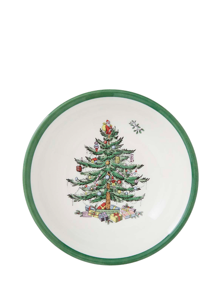 Spode Christmas Tree Stoneware Cereal Bowl, 15cm, White/Green - view 2, White/Green
