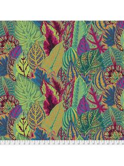 FreeSpirit Golden Autumn Leaves Woven Fabric, Green, Green