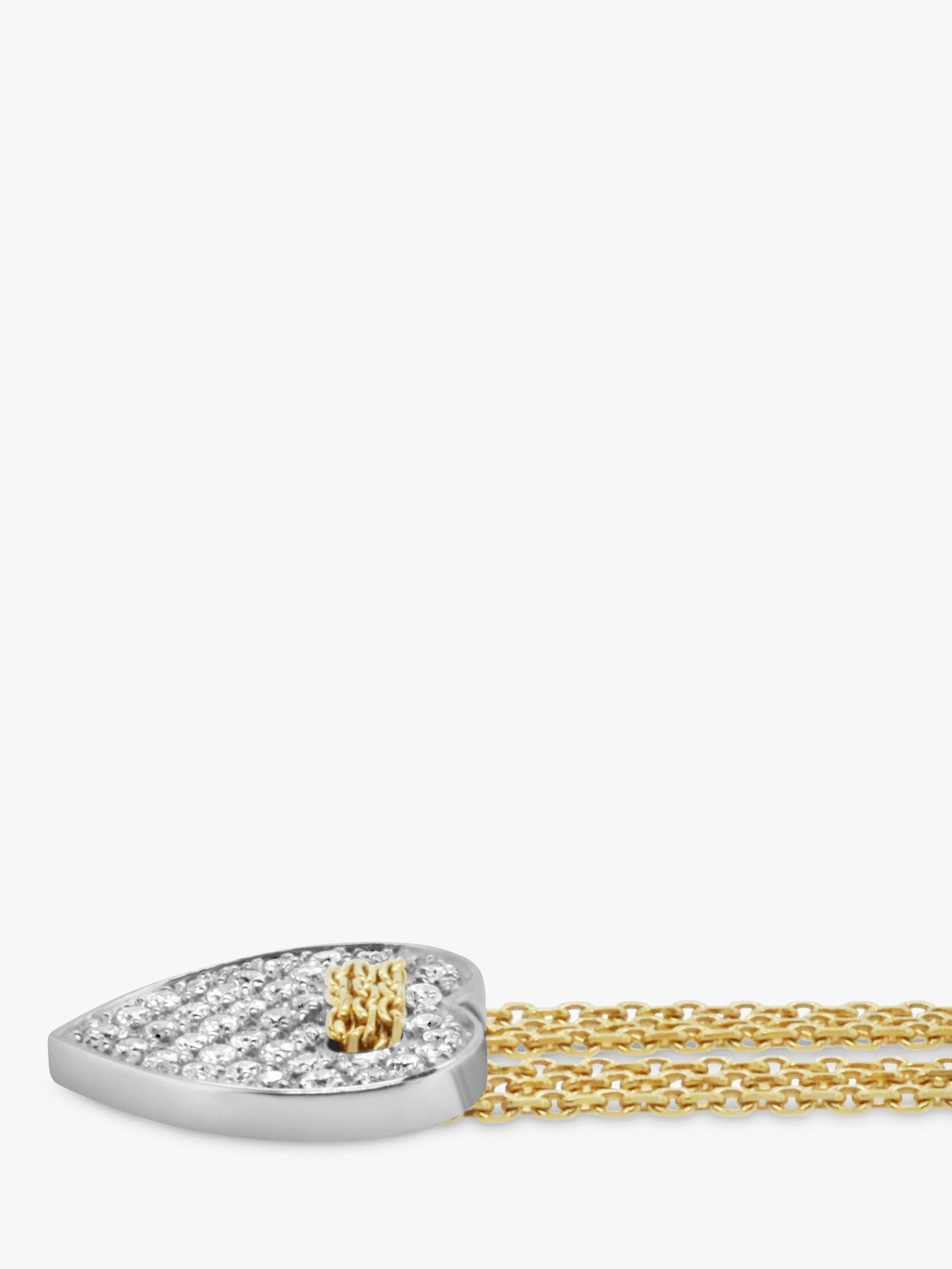 Product image 2 of 3, which shows Milton & Humble Jewellery Pre-Loved 18ct Yellow and White Gold 44 Stone Diamond Heart Pendant Necklace