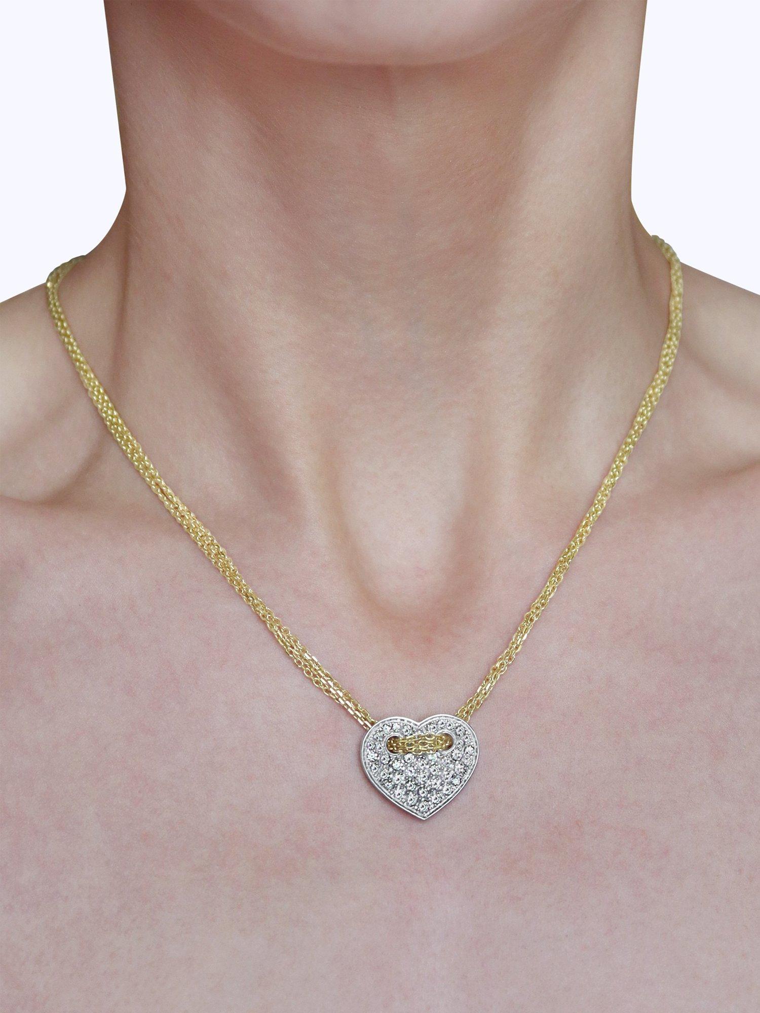 Product image 3 of 3, which shows Milton & Humble Jewellery Pre-Loved 18ct Yellow and White Gold 44 Stone Diamond Heart Pendant Necklace