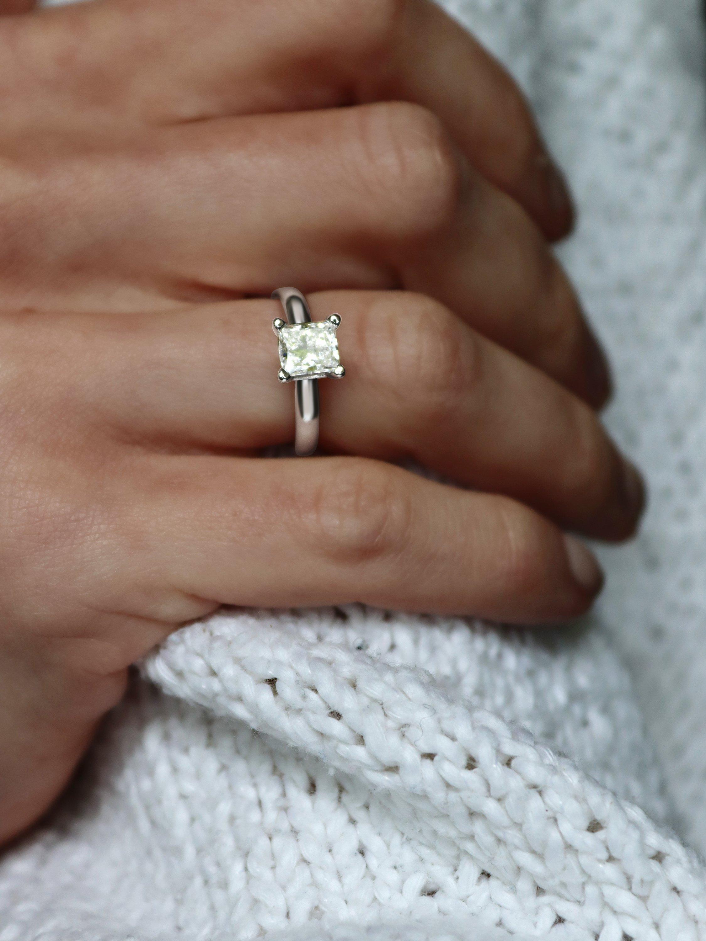 Product image 3 of 4, which shows Milton & Humble Jewellery Pre-Loved Platinum Princess Cut Diamond Engagement Ring