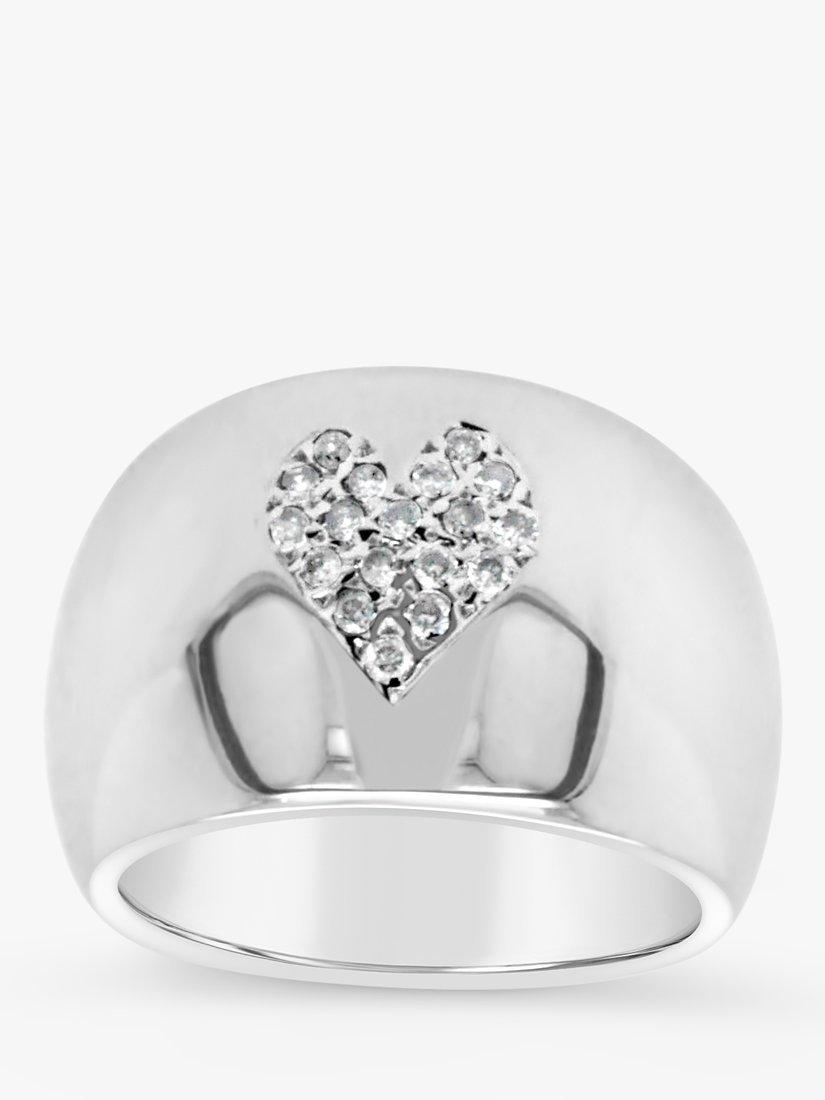 Product image 1 of 3, which shows Milton & Humble Jewellery Pre-Loved 18ct White Gold 18 Stone Diamond Heart Cocktail Ring