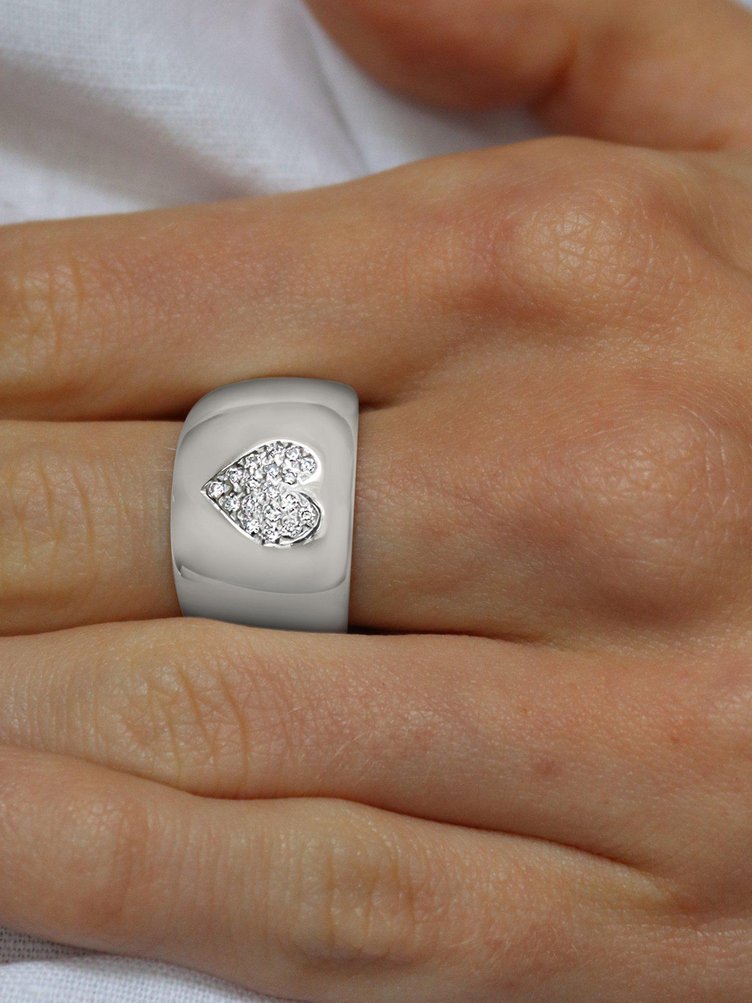 Product image 3 of 3, which shows Milton & Humble Jewellery Pre-Loved 18ct White Gold 18 Stone Diamond Heart Cocktail Ring