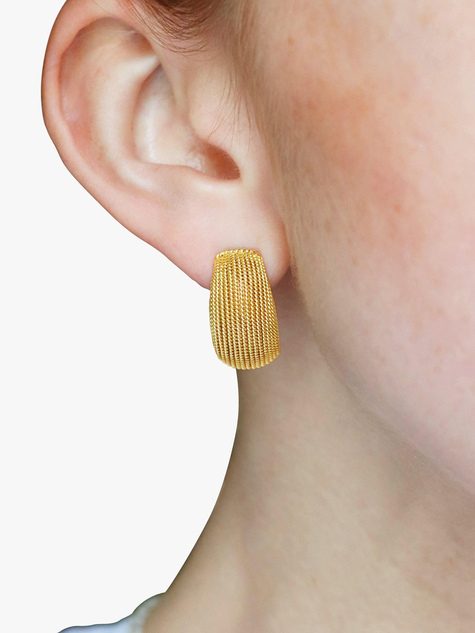 Product image 1 of 3, which shows Milton & Humble Jewellery Pre-Loved 18ct Yellow & White Gold Half Hoop Earrings