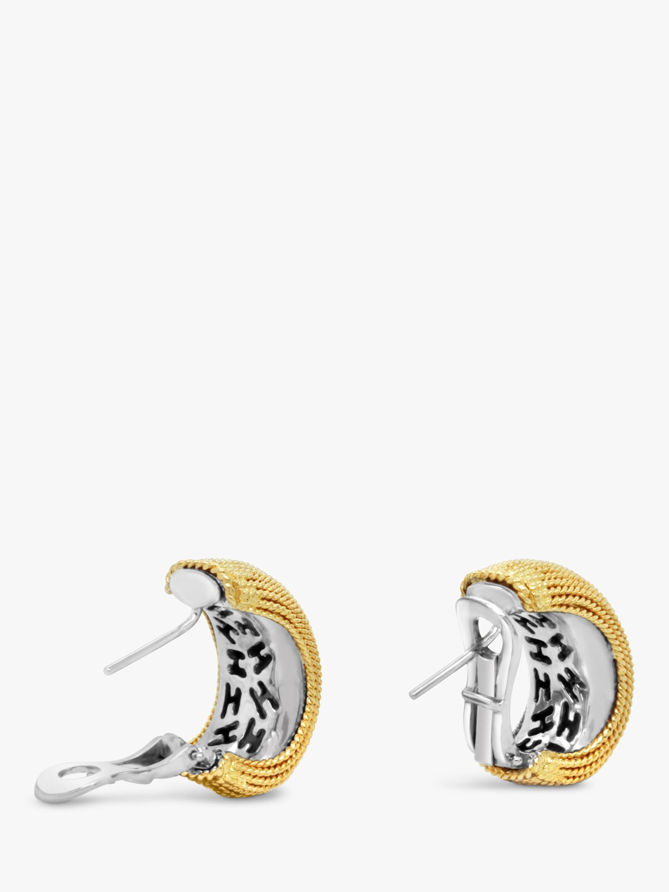 Product image 3 of 3, which shows Milton & Humble Jewellery Pre-Loved 18ct Yellow & White Gold Half Hoop Earrings