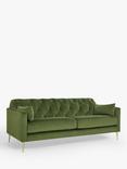 Swoon Mendel Large 3 Seater Sofa, Gold Leg, Fern Green Velvet