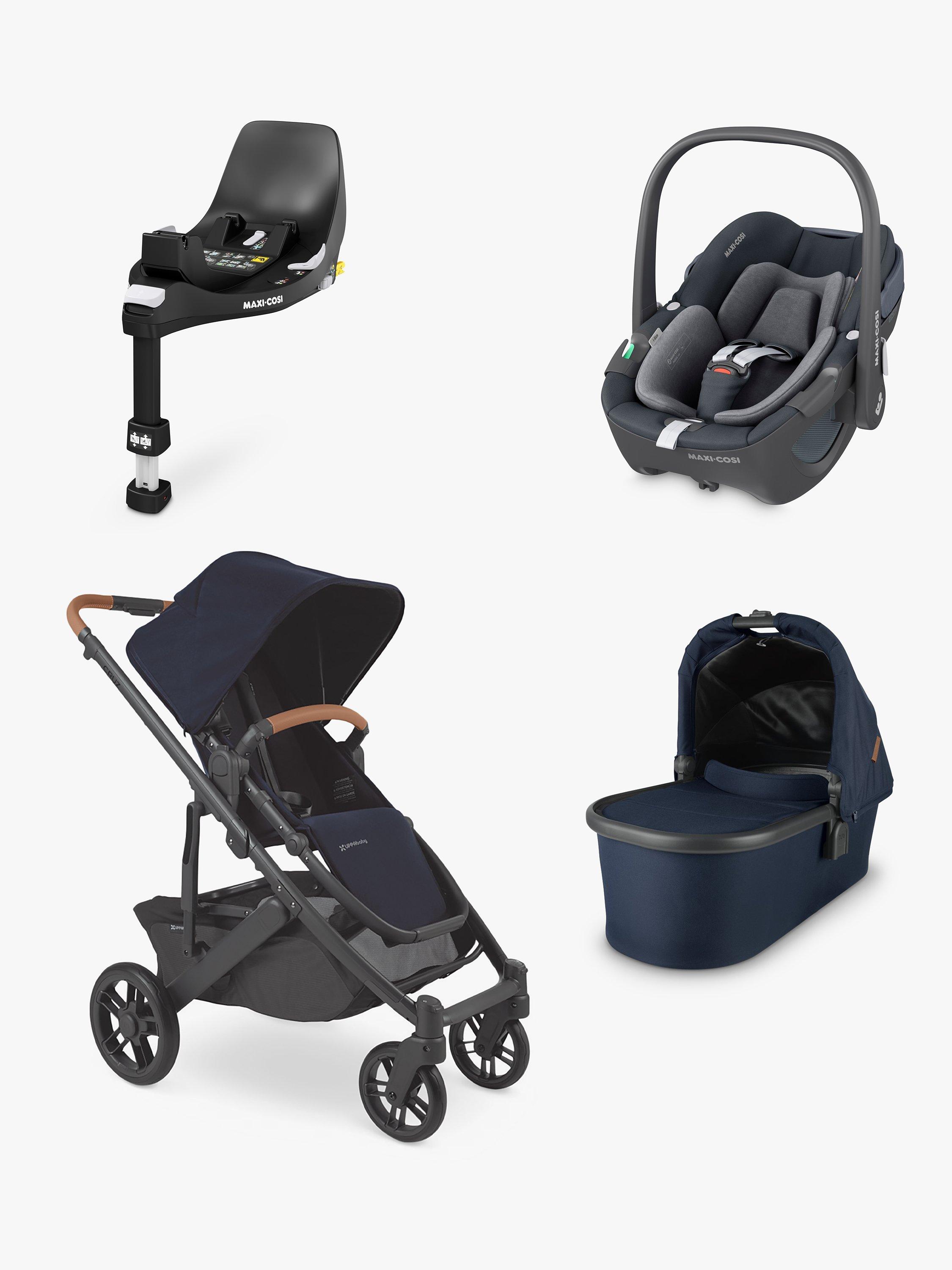 UPPAbaby Cruz V2 Pushchair and Carrycot with Maxi Cosi Pebble 360 Baby Car Seat and Base Bundle Noa Essential Graphite