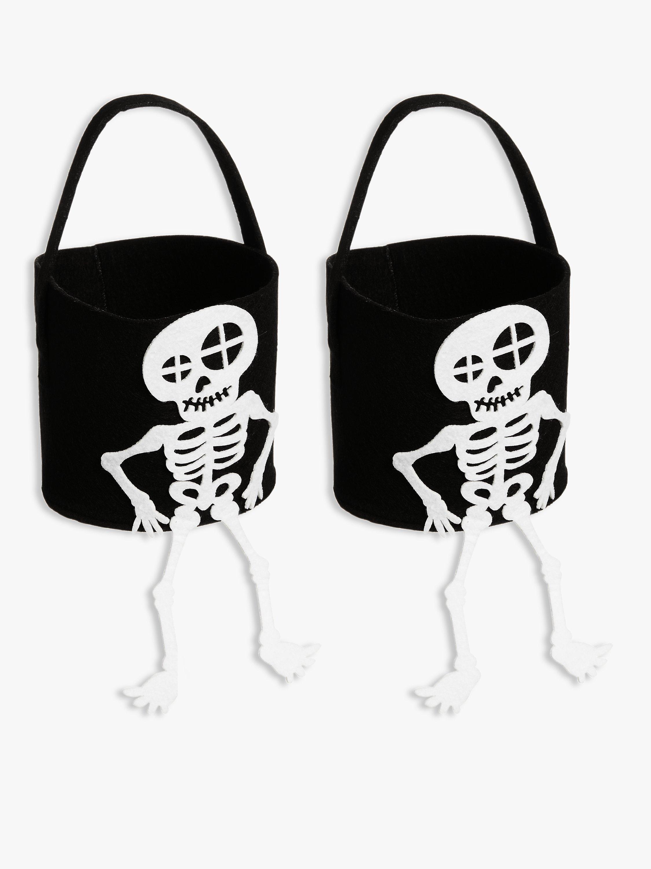 John Lewis Skeleton Felt Trick or Treat Basket, Set of 2
