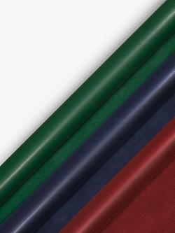 John Lewis Plain Kraft Wrapping Paper, 10m, Red/Green/Navy, 