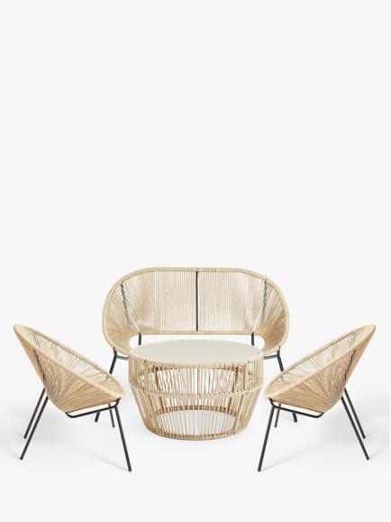 John Lewis Salsa 4-Seater Garden Lounge Set, Natural, 