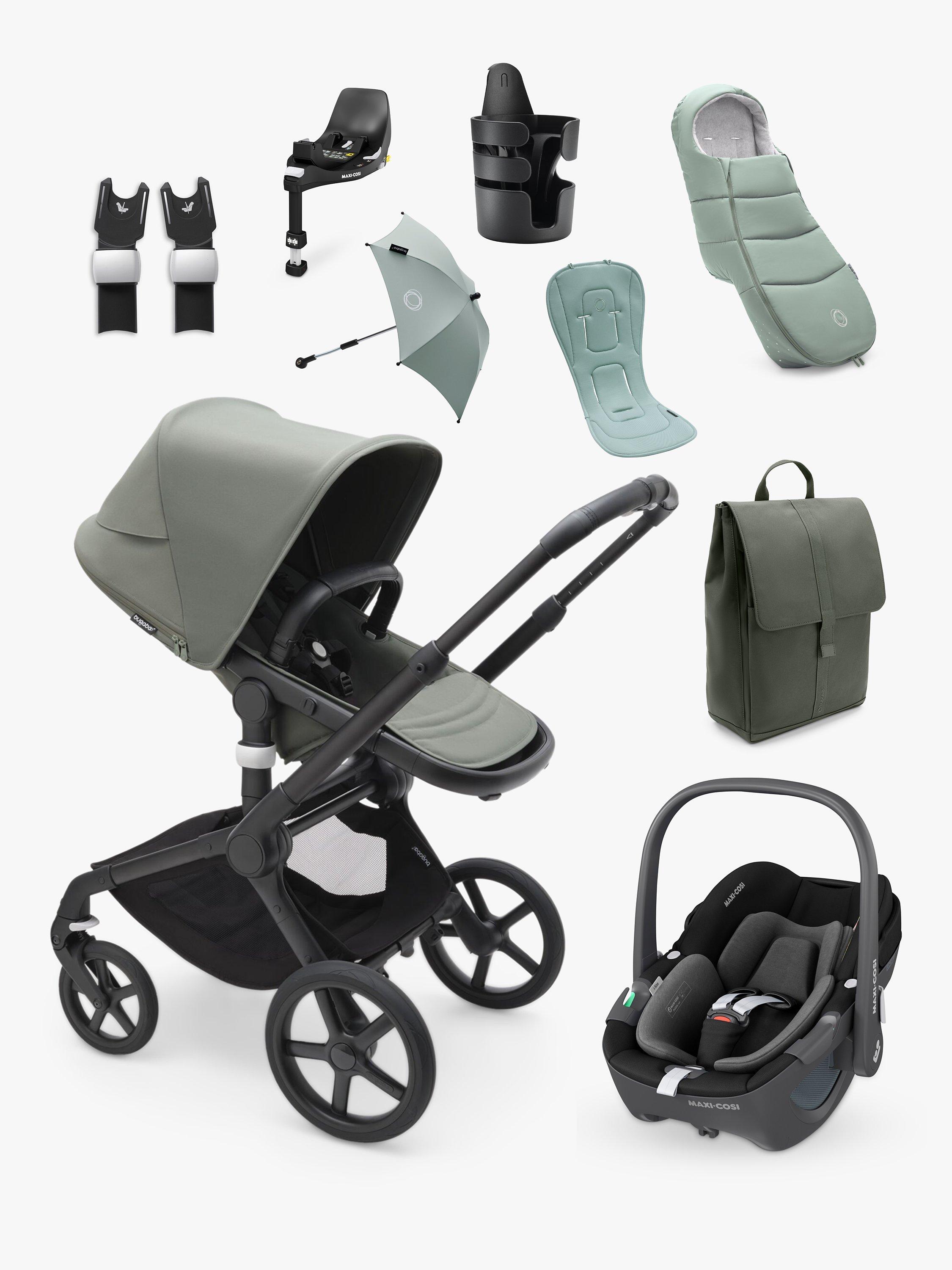 Bugaboo Fox 5 Pushchair with Maxi Cosi Pebble 360 Baby Car Seat and Base Bundle Forest Green Essential Black