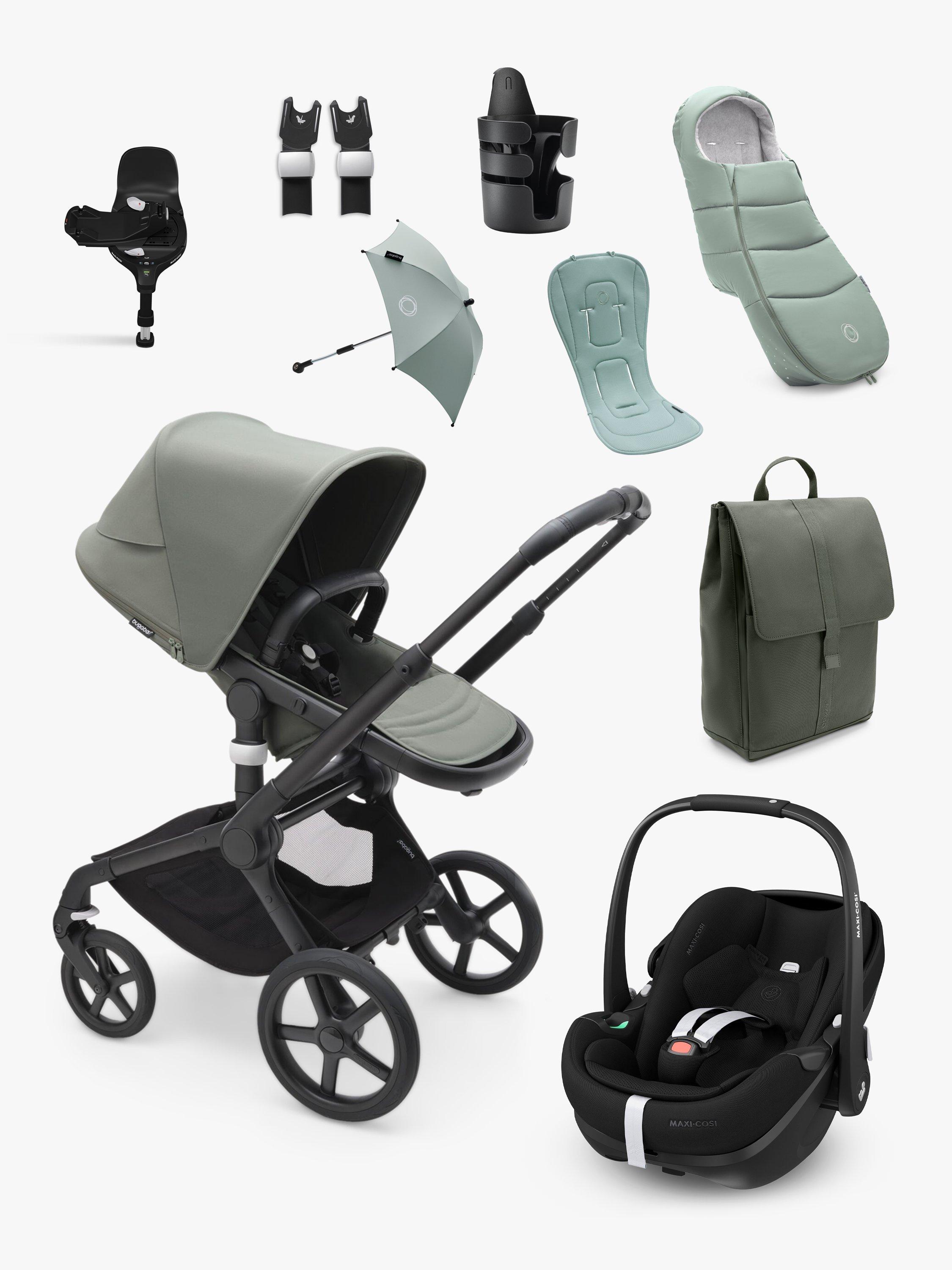 Bugaboo Fox 5 Pushchair with Maxi Cosi Pebble 360 Pro2 Baby Car Seat and Base Bundle Forest Green Essential Black