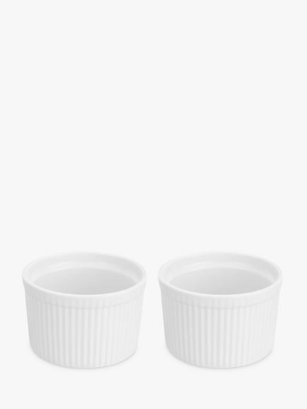 John Lewis Stackable Deep Porcelain Ramekin, Pack of 2, 10cm, White, 
