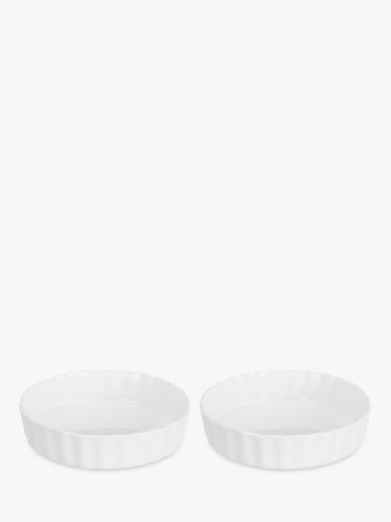 John Lewis Porcelain Round Individual Flan Oven Dish, Pack of 2, 12.5cm, White, 