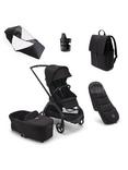 Bugaboo Dragonfly Pushchair, Carrycot & Accessories Essential Bundle, Midnight Black