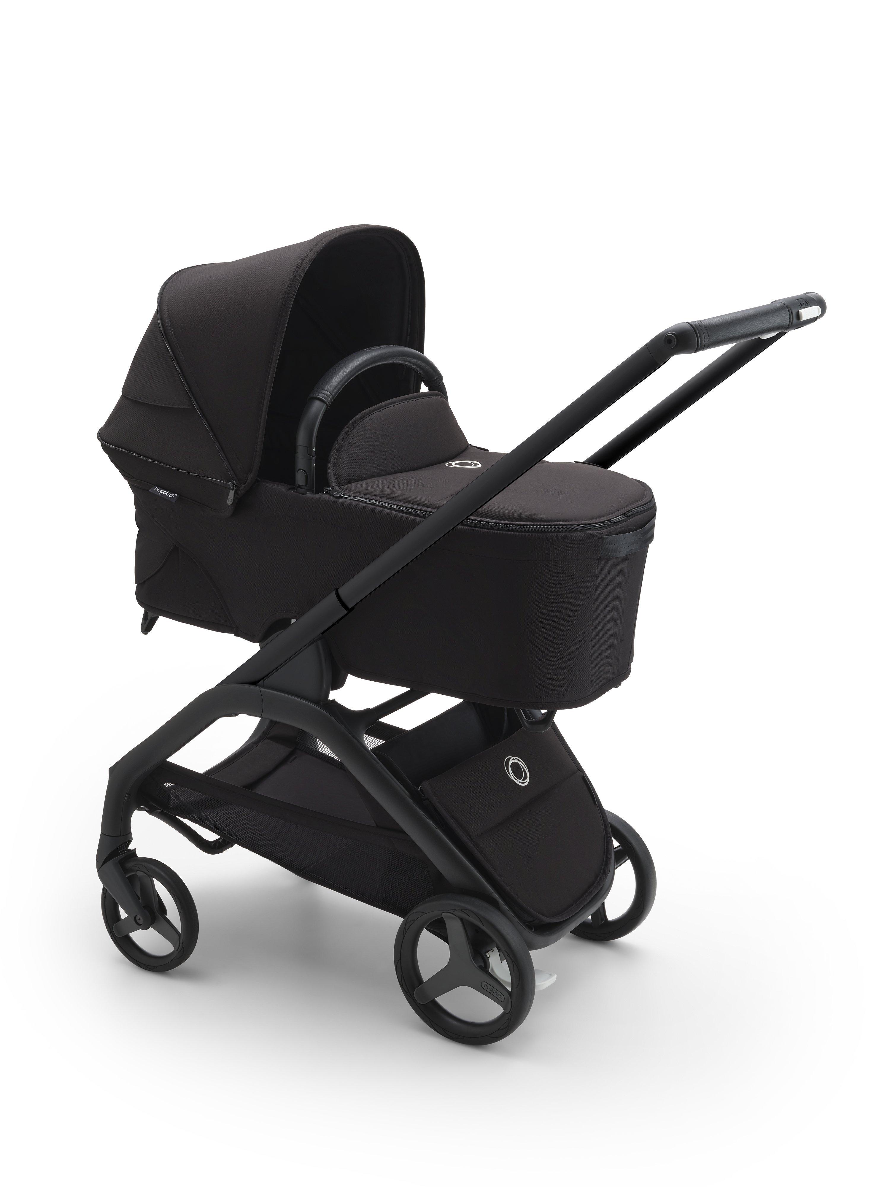 Bugaboo Dragonfly Pushchair, Carrycot & Accessories Essential Bundle, Midnight Black