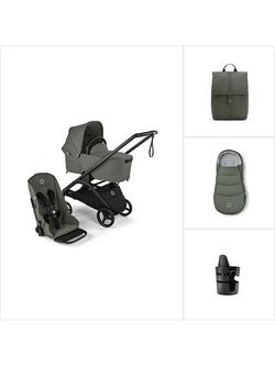 Bugaboo Dragonfly Pushchair, Carrycot & Accessories Essential Bundle, Forest Green, 