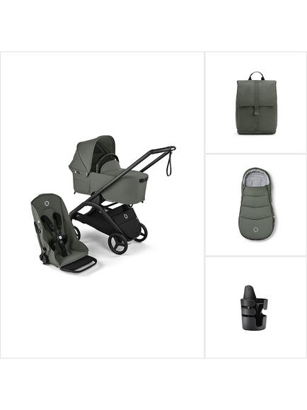 Bugaboo Dragonfly Pushchair, Carrycot & Accessories Essential Bundle, Forest Green, 