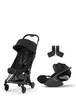 Cybex COYA Compact Pushchair & Cloud T i-Size Car Seat with Adaptors Bundle, Sepia Black, 
