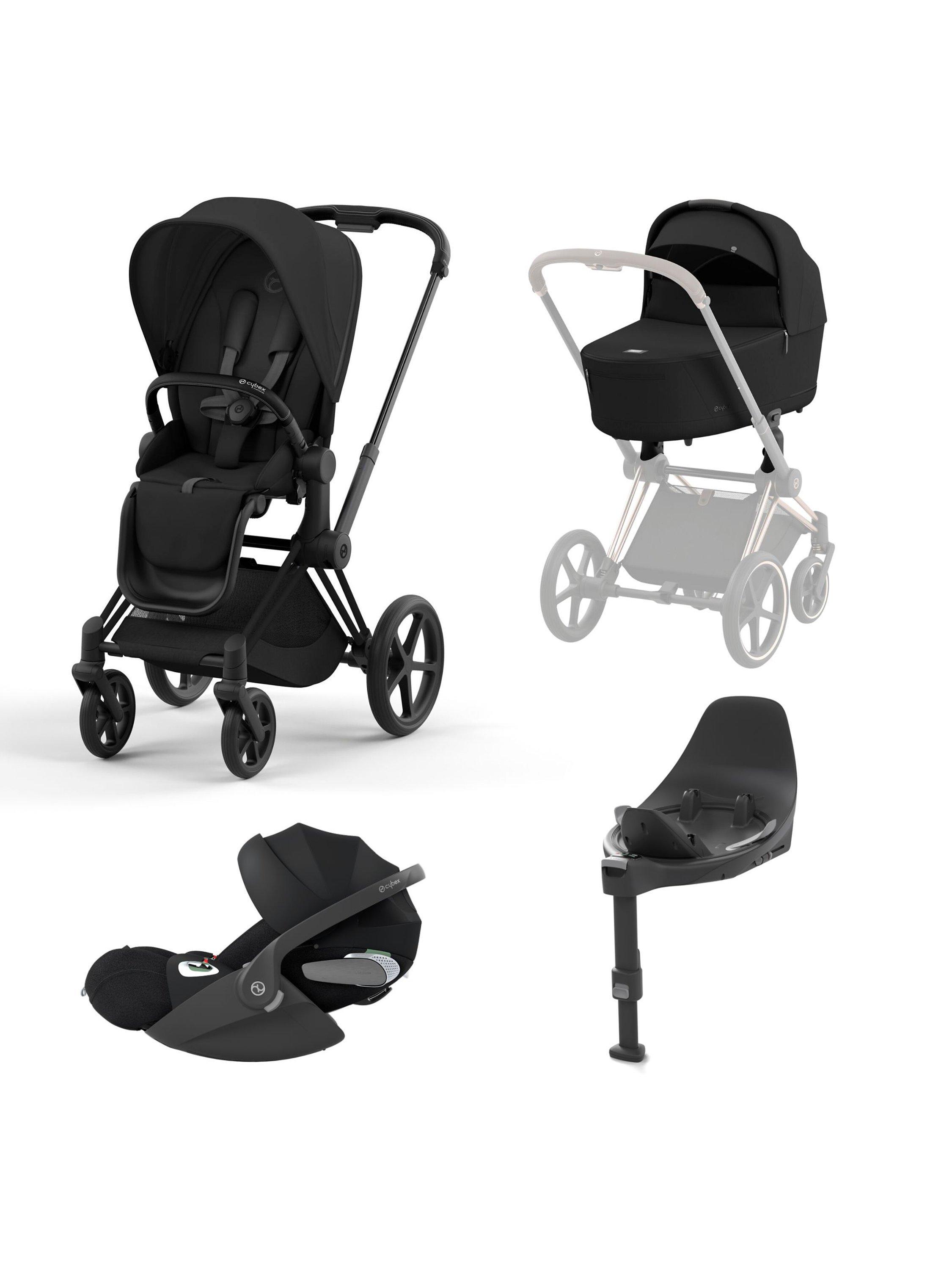 Cybex Priam Pushchair Carrycot Cloud T PLUS i Size Car Seat with Base T Bundle Black