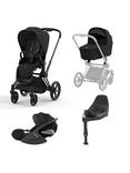 Cybex Priam Pushchair, Carrycot & Cloud T PLUS i-Size Car Seat with Base T Bundle, Black