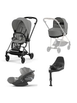 Cybex Mios Pushchair, Carrycot & Cloud T PLUS i-Size Car Seat with Base T Bundle, Black/ Grey, 
