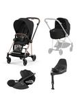 Cybex Mios Pushchair, Carrycot & Cloud T PLUS i-Size Car Seat with Base T Bundle, Rose Gold/ Black