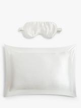 John Lewis Organic Mulberry Eye Mask and Silk Oxford Pillowcase, White