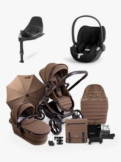 iCandy Peach 7 Pushchair & Accessories with Cybex Cloud T Baby Car Seat and Base T Bundle, Coco/ Black, 