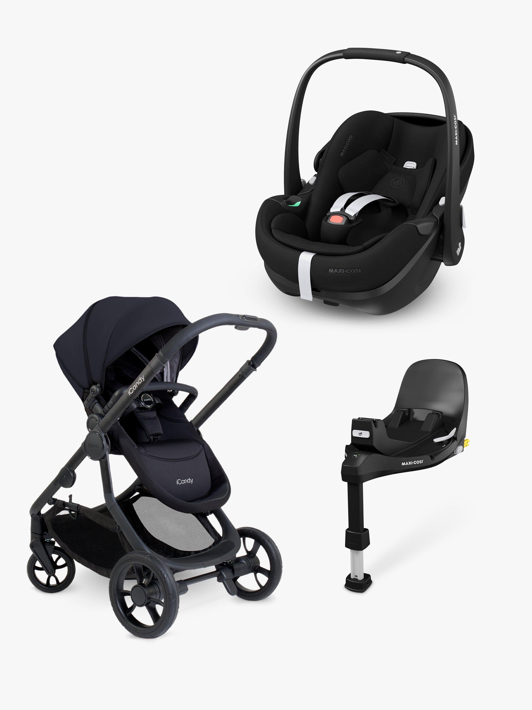 iCandy Orange 4 Pushchair with Maxi Cosi Pebble 360 Pro2 i Size Car Seat and FamilyFix 360 Pro Base Bundle Black