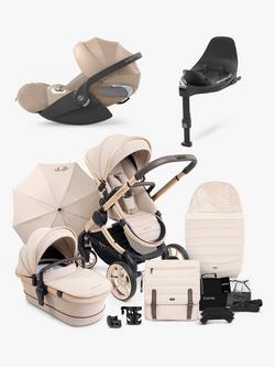 iCandy Peach 7 Pushchair & Accessories with Cybex Cloud T Plus i-Size Baby Car Seat and Base T ISOFIX Base Bundle, Biscotti/ Beige, 